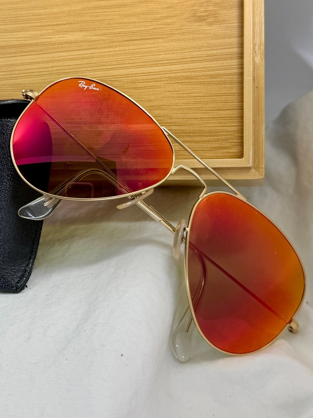 RAY-BAN RB3025 Large Metal 112/69 58mm Matte Gold Orange Mirror Lens Sunglasses